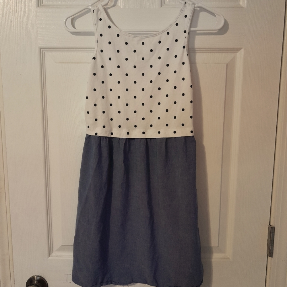 Girls L(10-12) Old Navy sleeveless dress, Grey, and white